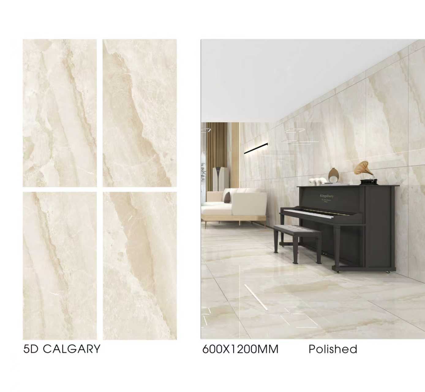 5D Calgary 24"x48" Full Polished Porcelain Tile Wall/Floor 3pcs/24sf/box $1.29/SF 3000SF+ $1.19/SF A1