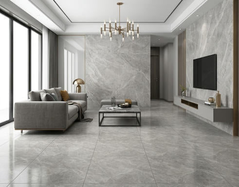 6DG29 24"x24" Polished Porcelain Tile Grey Marble Vein 4pcs/16sf/box $1.19/SF 2000SF+ $1.09/SF 4000SF+ $0.99/SF (No Return No Exchange No Claim on Broken)