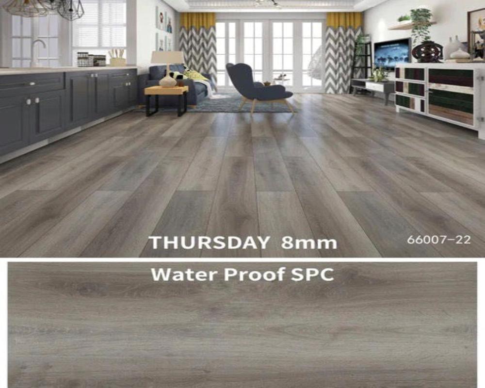 Thursday 4pcs/box Vinyl Click  66007-22 8MM Waterproof SPC flooring 230X1500x5.5mm+2.5mm eva pad (9"w*60"h*8mm thickness) 16sf/box  $28.64/box $1.79/sf BULK DEAL 1000SF+ $1.69/SF