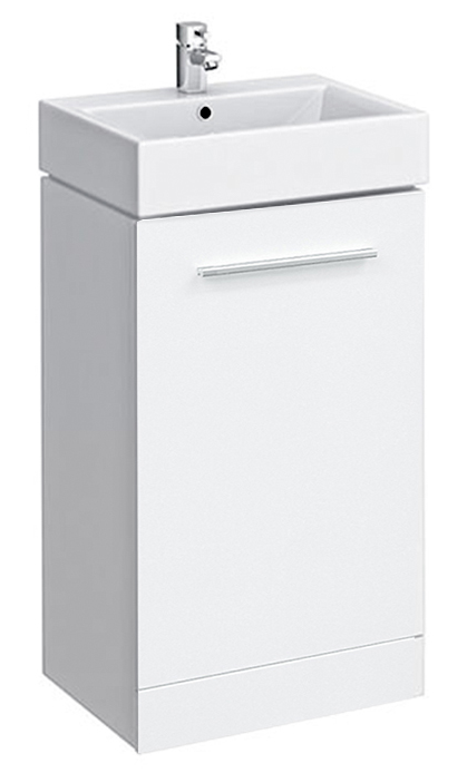 Flyer 16" vanity combo K1023-40 A- Was $183 Now $129 MDF Floor standing vanity with ceramic basin white 410x410x850mm = 16"x16"x34"