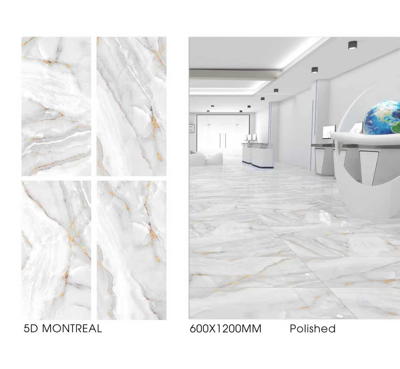 5D Montreal 24"x48" Full Polished Porcelain Tile Wall/Floor 3pcs/24sf/box $1.29/SF 3000SF+ $1.19/SF A1
