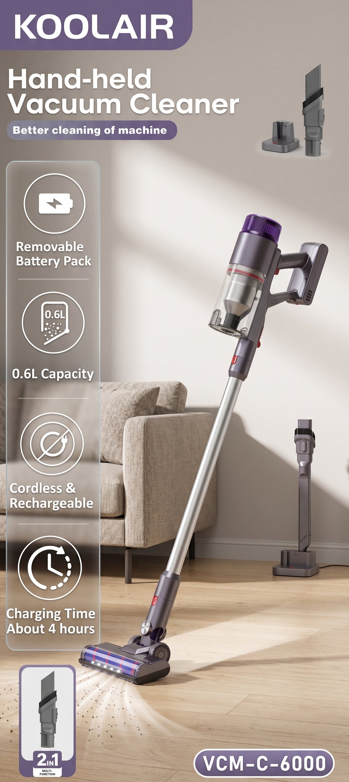 JY07A45 CORDLESS VACUUM CLEANER 450W BLDC MOTOR DIGITAL DISPLAY PANEL $109/PC 10PCS+ $99/PC (WAS $126/PC) AI phase 4 - Home Idol Vancouver Richmond Surrey