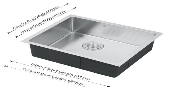 *3PCS/BOX* DS2318-R10 handmade single bowl kitchen sink undermount 16 gauged 590x460x250mm (23-1/4"x18"x10") inside 21.3"x16.18"x9" *DRAINS INCLUDED* $299/3PCS/BOX SOLD BY BOX A7.5