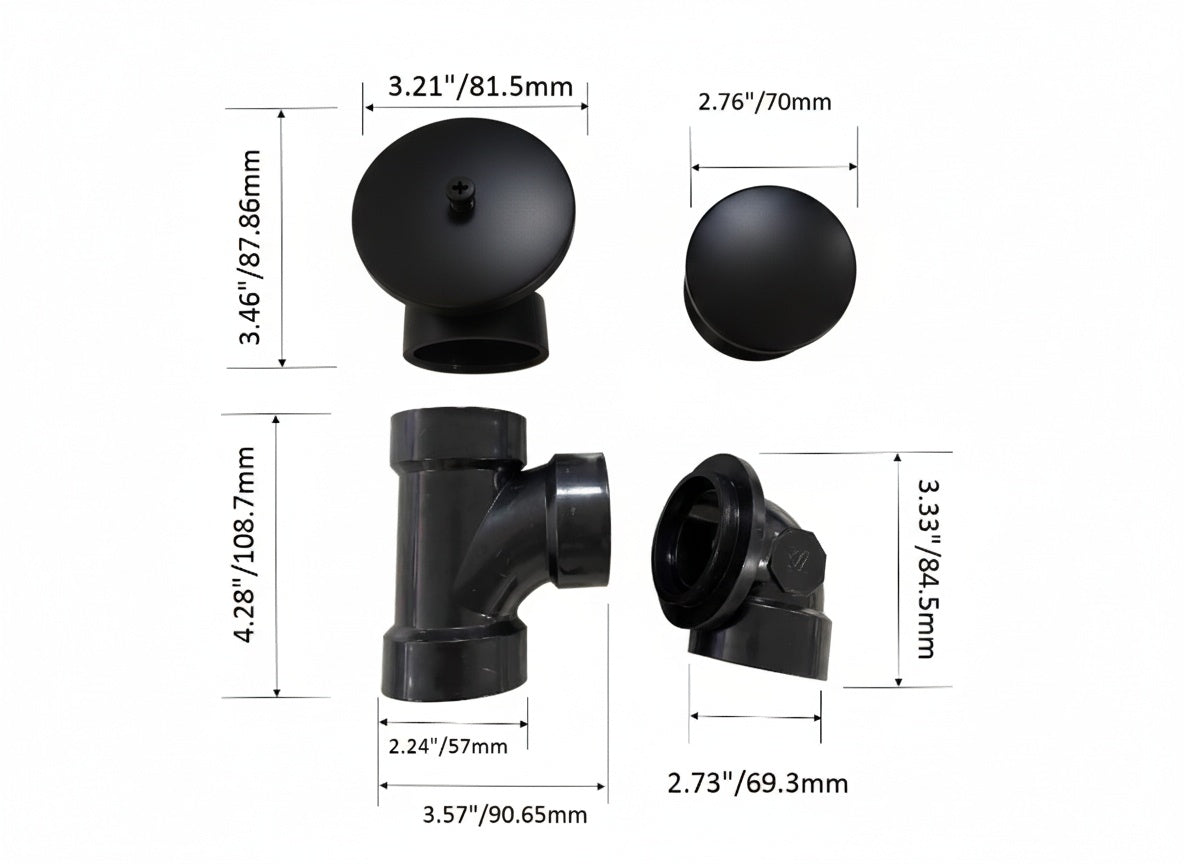 BLack ABS Bathtub overflow with drainer pop-up drain (Waste and overflow) $23.99/PC 10PCS+ $22.99/PC B12