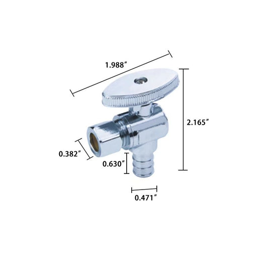 62906 1/2x3/8 pex cp angle stop shut off valve $4.99/PC 10PCs+ $3.99/PC B6