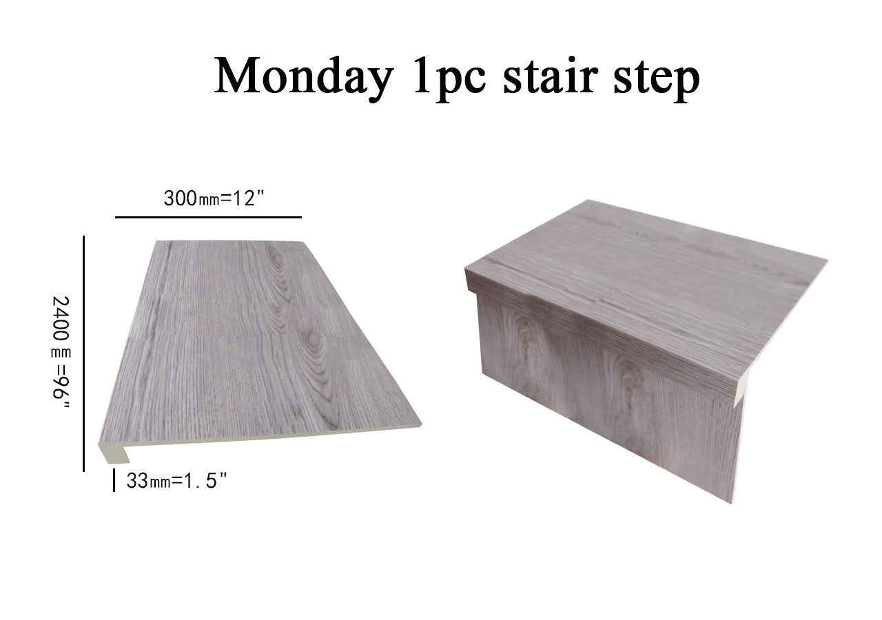 M8mm *Limited Edition* wpc big stair nose stair tread wide 2400x300x20mm (95"H x 12"W x1.5"D) 8 feet long $39.50/pc A2.5