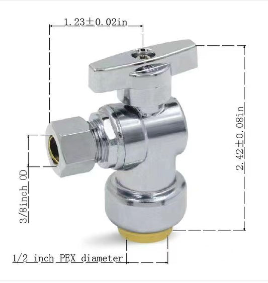 63103Q pex bite angle stop valve 1/2"x3/8" shut off valve $6.99/PC 10PCs+ $5.99/PC B6
