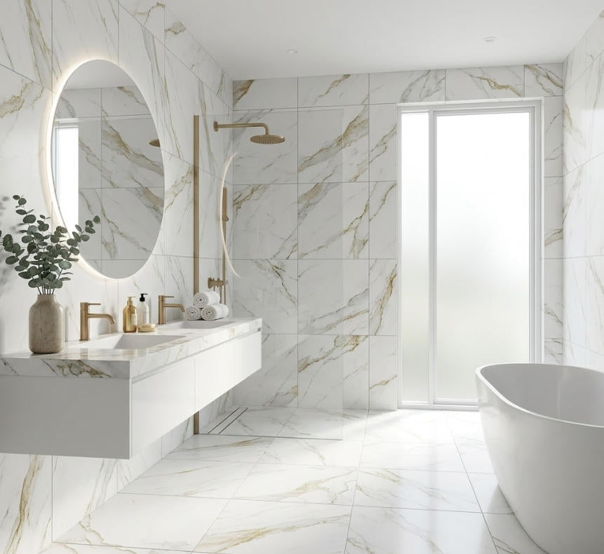 XQP6P3712 24"x24" Polished Porcelain Tile Calacatta Gold Marble 4pcs/16sf/box $1.19/SF 2000SF+ $1.09/SF 4000SF+ $0.99/SF (No Return No Exchange No Claim on Broken)
