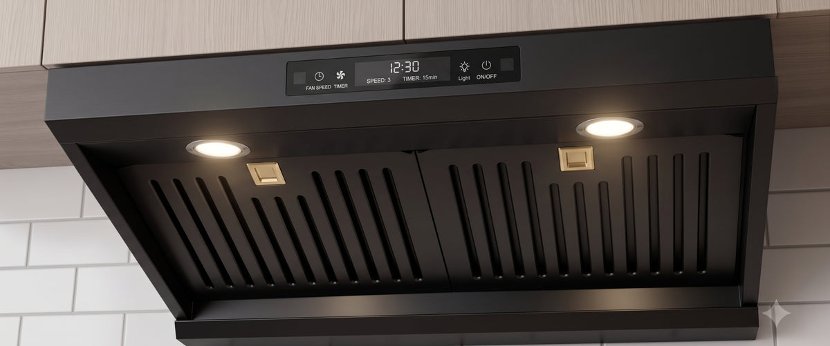 SG-630 RANGE HOOD BLACK MATT 30" 760X160X580MM 600-700CFM 6" VENTING $199/PC 10PCS+ $189/PC (Was $299) AI