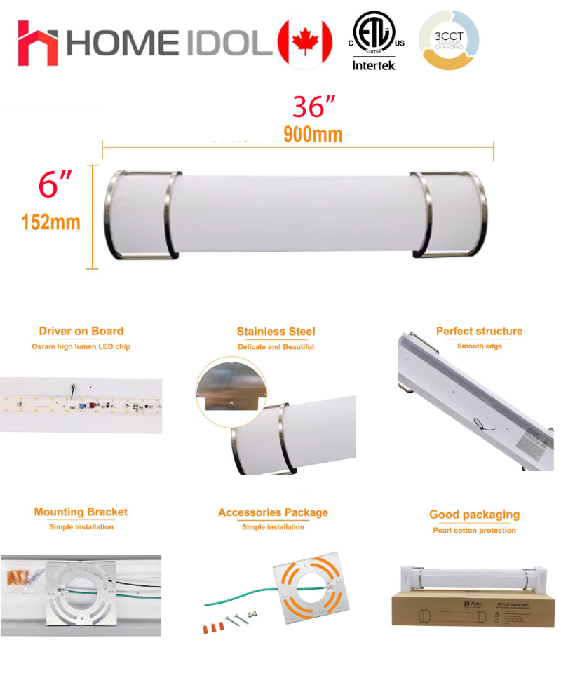 36" led vanity light 5700k 30w 3ft long 120v bathroom light $39/pc 10pcs+ $29/pc A11.5