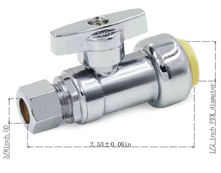 63104 pex bite A+ straight valve stop 1/2"x3/8" shut off valve $6.99/pc