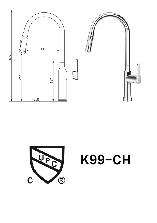 Heavy Duty K99-CH SUS 304 chrome kitchen faucet $49/PC 10PCs+ $44.99/PC A8