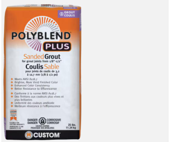 CUSTOM BUILDING PRODUCT POLYBLEND PLUS SANDED GROUT PLUS 25LB (USAGE: FLOOR TILE) Any Color $19.99/bag 10bags+ $17.99/bag *On Sale Don't Miss the Boat*