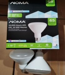 NOMA LED GLOBE BR30 65W COOL WHITE 5000K 2PCS/BOX $6/BOX B10.5