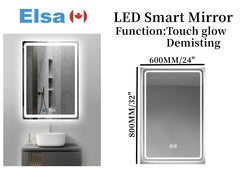 Led mirror fog resitance bathroom led vanity mirror touch switch cool white 600x800mm 24"x32" $89/PC B3