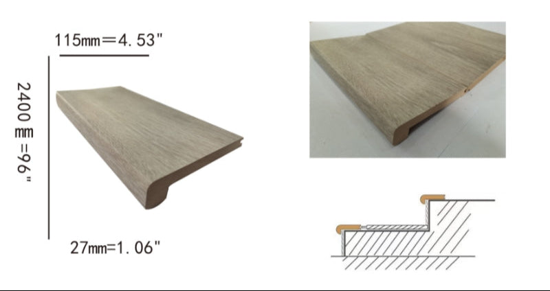 Cinderella BIG Stairnose 2400x115x27mm 4.5"x1"x8ft $12.5/pc 10pcs+ $9.5/pc A3.5