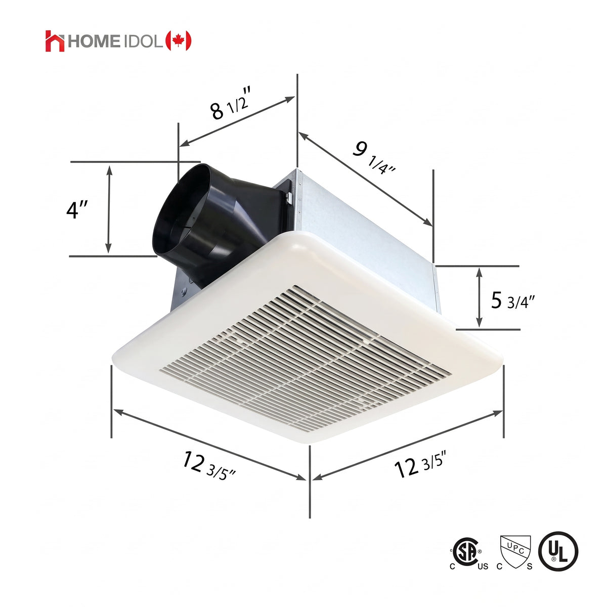 TY-120-E $59.99/PC 10PCS+ $54.99/PC BATHROOM VENTILATION FAN 12.5"x12.5" WHITE 110CFM 0.6 SONE EXHAUST SIZE 4" phase 3
