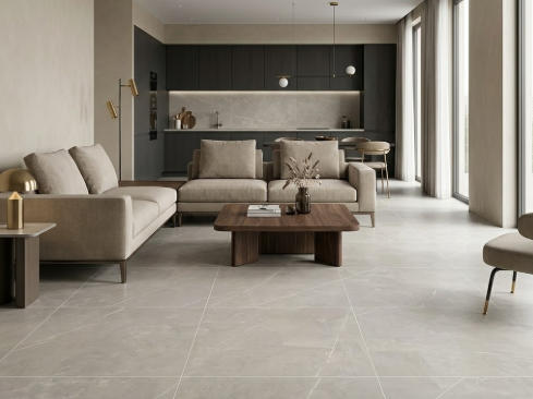 6DG16 24"x24" Polished Porcelain Tile Light Greige Stone-look 4pcs/16sf/box $1.19/SF 2000SF+ $1.09/SF 4000SF+ $0.99/SF (No Return No Exchange No Claim on Broken)