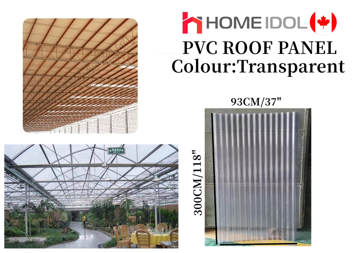 PVC transparent roof tile wave roof panel clear/white 106"x37" 2700mmx930mm $39/PC 10PCS+ $34.99/PC AI phase 1