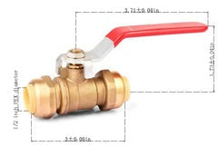 *DISCONTINUED* 61801 pex bite shut off push & fit ball valve stop 1/2" $9.99/PC 10PCs+ $8.99/PC B6