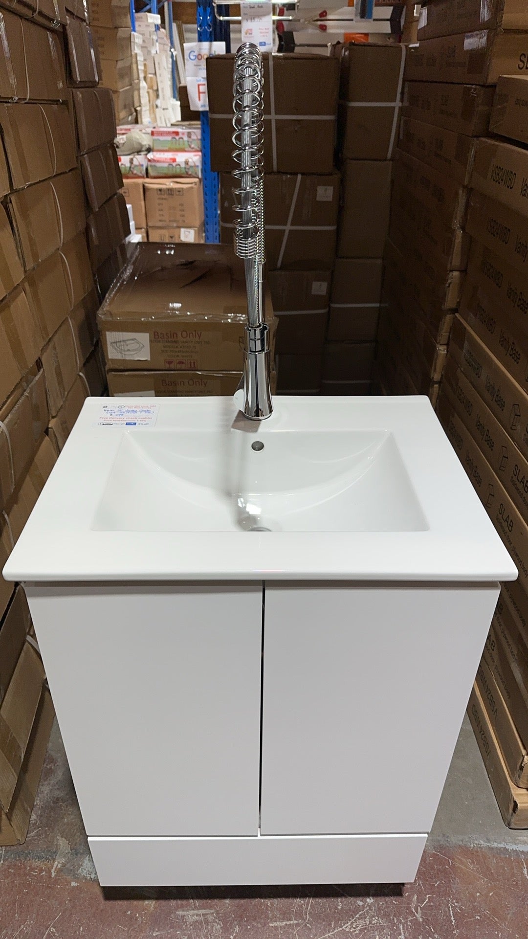 V24 24" Vanity Combo $199 VSB24 + E60/60E white plywood body solid wood door 595mmW x 876mmH x 450mmD 24-1/4"W x 34-1/2"H x 17-3/4"D $199 (solid door, plywood body)