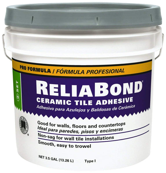 RELIABOND 6P CERAMIC TILE ADHESIVE 3.5G (COVER 175SF USAGE: ONLY FOR WALL TILE)  $48.99/PAIL 10PAILS+ $47.99/PAIL (in stock 1 p)