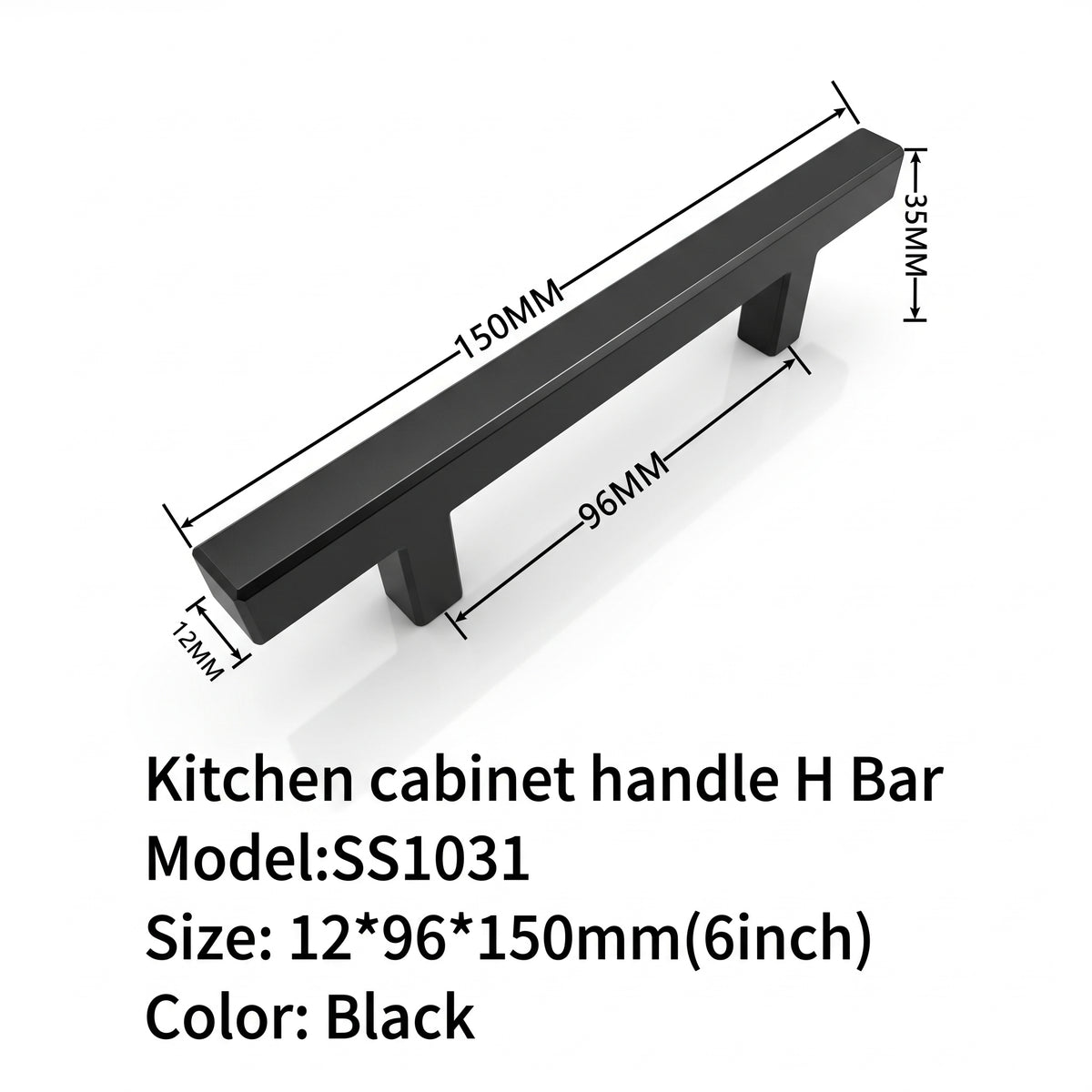 black T bar cabinet handle 6" 12*96*150mm $1.99/PC 100pcs+ $1.49/pc mix and match B2.5 - Home Idol Vancouver Richmond Surrey