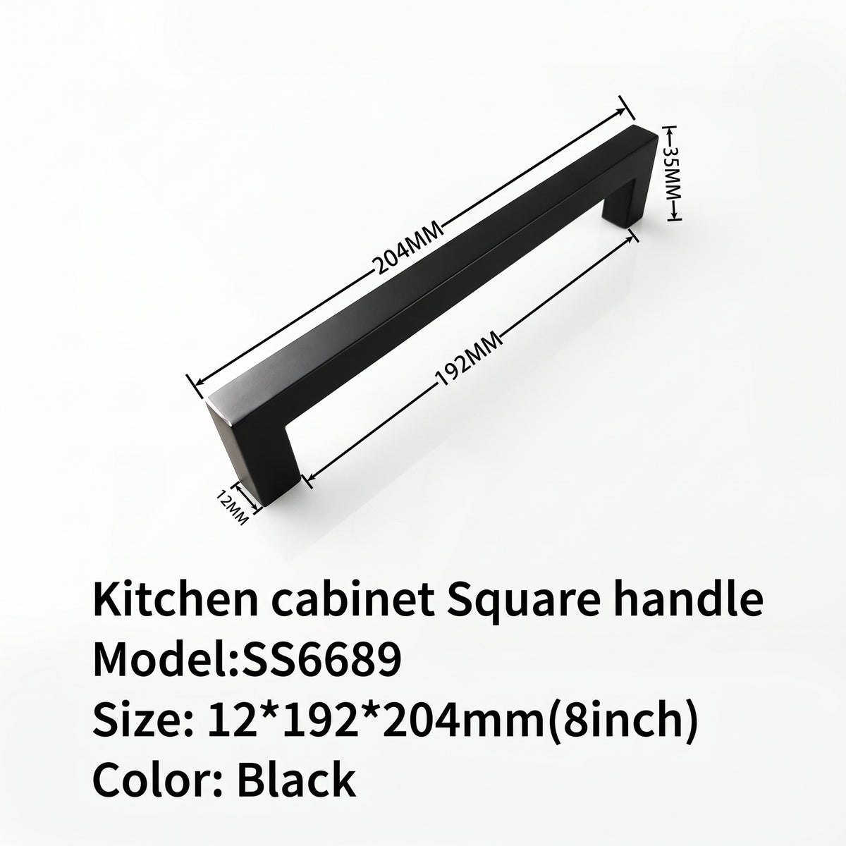 SS6689 kitchen cabinet handle H bar black square handle 8" 12*192*204mm $1.49/PC 100pcs+ $1.29/pc mix and match *On Sale Don't Miss the Boat* - Home Idol Vancouver Richmond Surrey