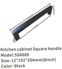SS6689 kitchen cabinet handle H bar black square handle 8" 12*192*204mm $1.99/PC 100pcs+ $1.49/pc mix and match B2