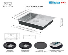 DS2318-R10/5946 handmade single bowl kitchen sink undermount 16 gauged 590x460x250mm (23-1/4"x18"x10") inside 21.3"x16.18"x9" *DRAINS INCLUDED* $119/PC 10PCS+ $109/PC A7