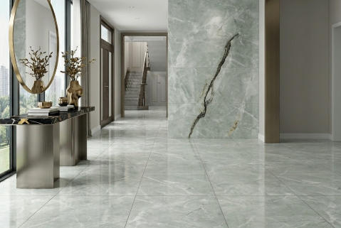 FP86 24"x24" Polished Porcelain Tile Pale Grey-Green Marble-effec 4pcs/16sf/box $1.19/SF 2000SF+ $1.09/SF 4000SF+ $0.99/SF (No Return No Exchange No Claim on Broken)