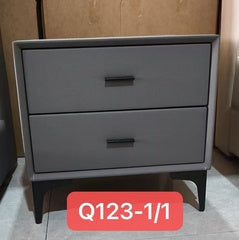 Q123-1 Bedside Table Double Drawer Modern Small Cabinet Storage Cabinet with metal Legs Grey 500x400x490mm 20"x16"x19" $99/PC *No Delivery Pick up Only*