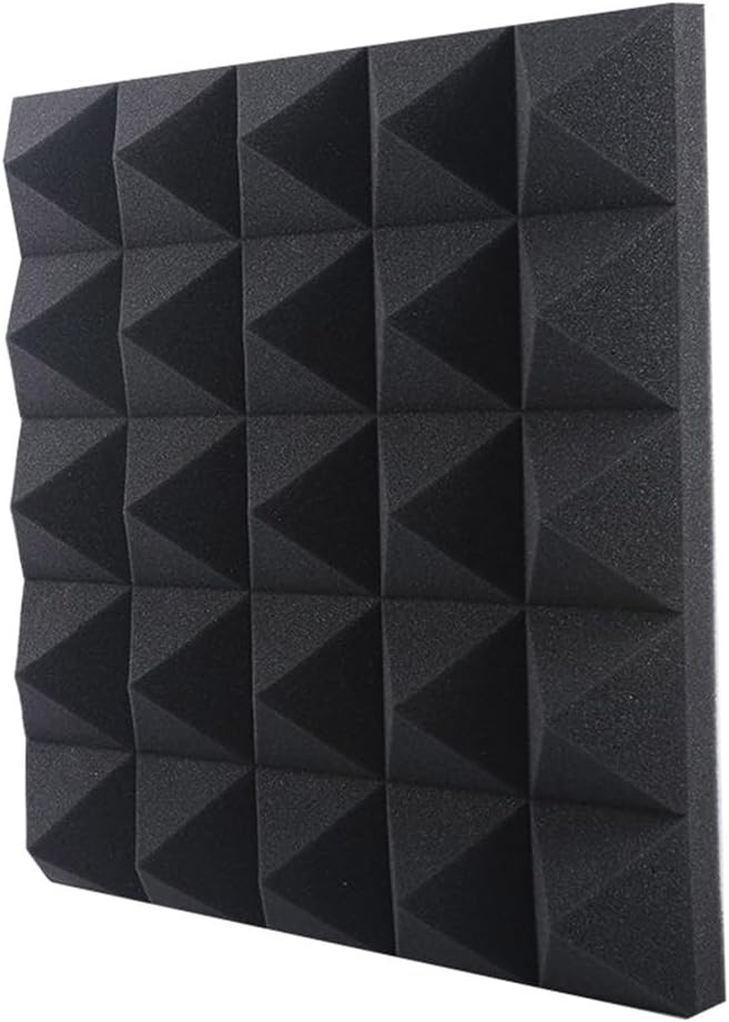 Studio Acoustic Foam Panels Pyramid 30x30x5cm 12"x12" Wall Sound Proofing Padding Self Adhesive Fireproof High Density Sound Absorbing Panel (Black) Wall panel Silencer Cotton $1.99/pc x 10pcs(10sf)=$19.9/pack SOLD BY PACK A12