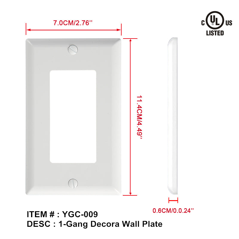 1g white 1 gang decorative wall plate scc-sr-1 $0.69/PC 10PCs+ $0.59/PC B4
