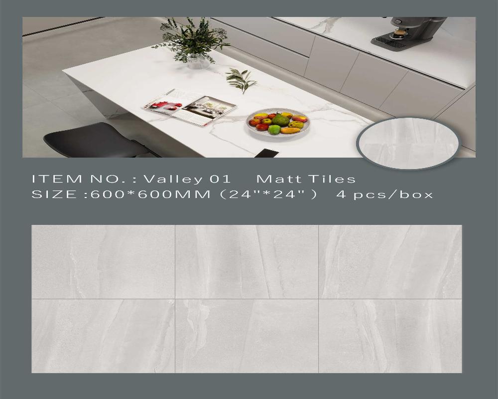 Valley Matt Porcelain Tile Wall/Floor 24"x24" 4pcs/16sf/box $1.29/SF 2000SF+ $1.19/SF A1.5