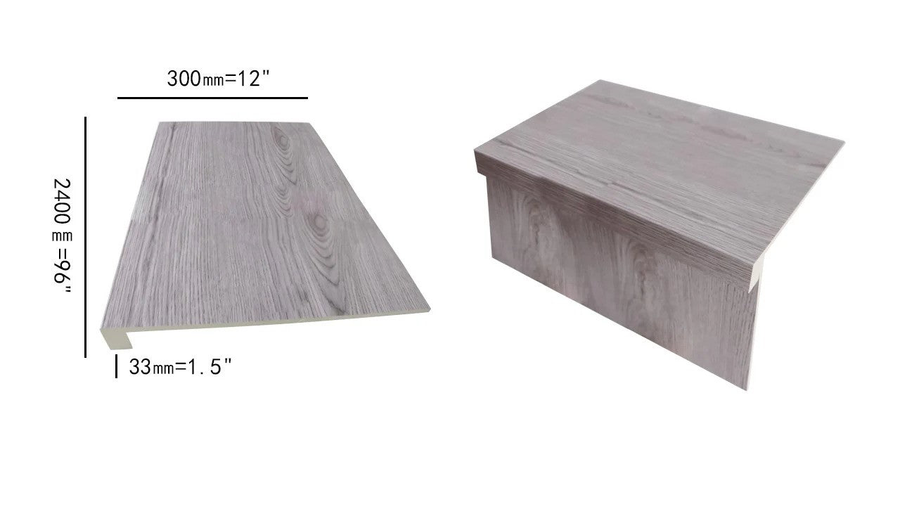 Super8MM A+ wpc big stair nose stair tread wide 2400x300x20mm (95"H x 12"W x1.5"D) 8 feet long $39.5/pc A2.5