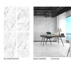 *Dealer Only* Edmonton 24"x48" Full Polished Porcelain Tile Wall/Floor White Carrara 3pcs/24SF/box $1.39/SF (No Return No Exchange No Claim on Broken) - Home Idol Vancouver Richmond Surrey