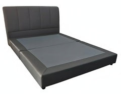 HS610 Queen Size modern standard bed frame with dark grey PU leather base and headboard $399 - Home Idol Vancouver Richmond Surrey