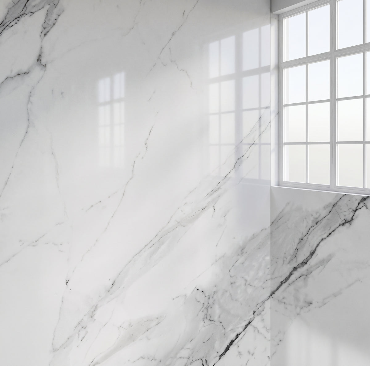 5D C66P06 24"x24" Polished Procelain Tile White Carrara 4pcs/16sf/box $1.39/SF 3000SF+ $1.29/SF (No Return No Exchange No Claim on Broken)