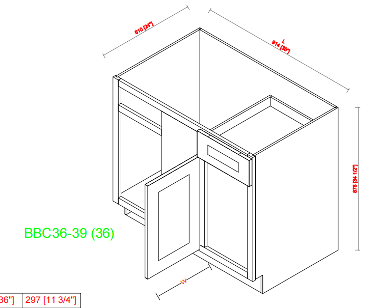 BBC36 36" Plywood white shaker blind base kitchen cabinet 3LFx$150LF=$450/pc