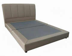 HS610 Queen Size modern standard bed frame with Milk Tea color PU leather base and headboard $399 - Home Idol Vancouver Richmond Surrey