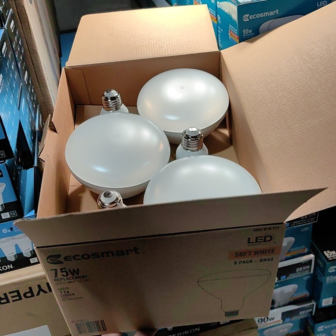 LED THD ECOSMART BR40 75W WARM WHITE 2700K 6PCS/BOX $18/BOX B10.5