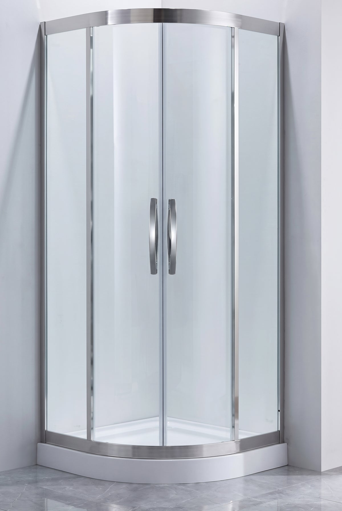 R34 Corner Shower Combo 8mm glass + base chrome round R34 (34"Dx34"Wx76"H) + B34(34"Dx34"W) $319/SET 10SET+ $299/SET phase 3