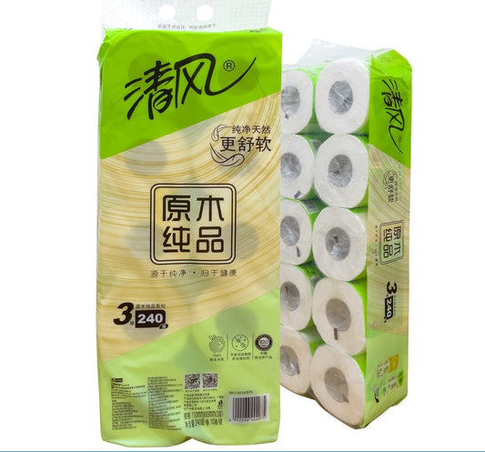 QingFeng Toilet paper 3 layers 10PACKS x 10rolls/pack = 100rolls/bag $69/bag = $0.69/roll B13.5