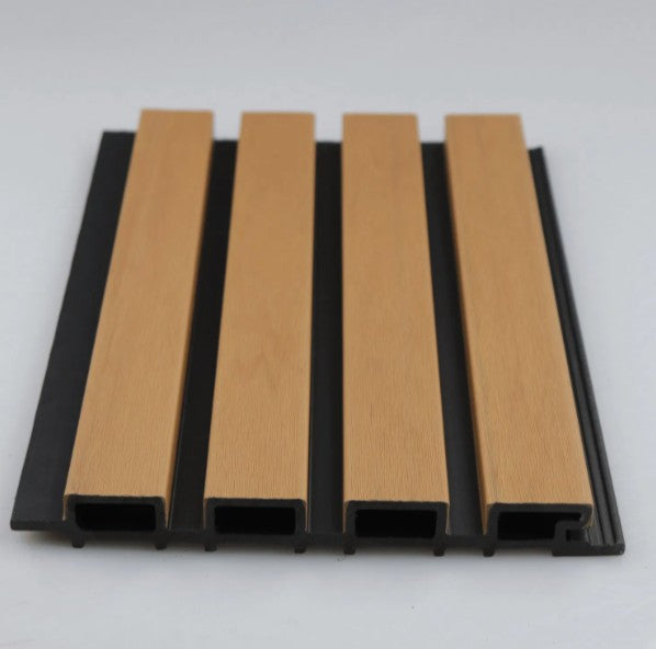 WPC WALL PANEL WPC-02 Light Brown with black strip 6" x 10'(160 x23 X 2900mm) $9.99/PC x 4PCs(20SF) = $39.96/BOX 10BOX+ $35.96($8.99/pc) SOLD BY BOX A12 - Home Idol Vancouver Richmond Surrey