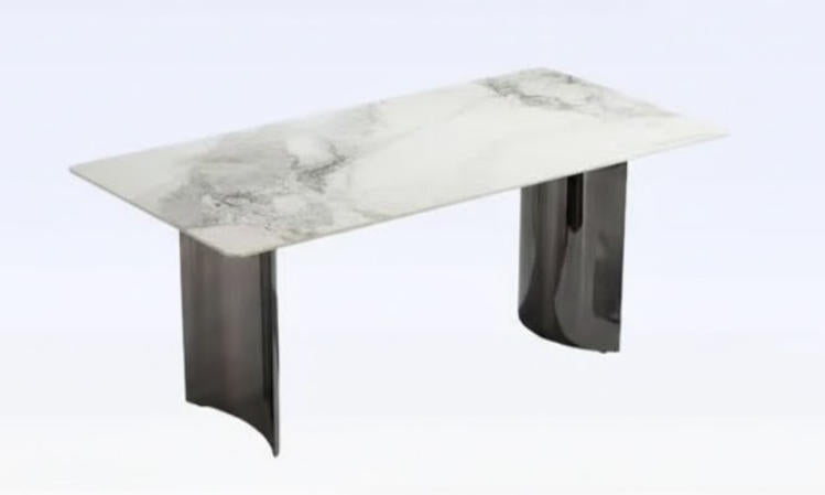 C879 Dining Table White marble like top 180*90cm 71"x36" $299/pc *No Delivery Pick up Only* - Home Idol Vancouver Richmond Surrey