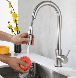 Heavy Duty KK6-CH A Was $79 Now $49 BRASS CHROME SUS 201 WITH 2 HOSE KITHCEN FAUCET