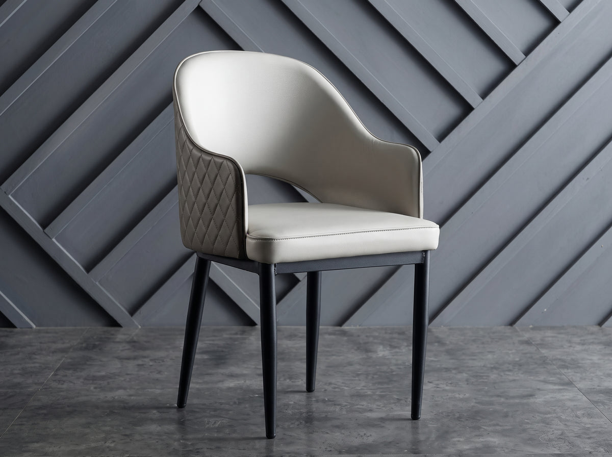 C1 KS8022 Dining Chair White with Faux Leather Material and Armless Chair with Backrest Black Metal Feet with Foot Pads for Dressing 500x500x830mm 19-3/4"x19-3/4"x32-3/4"seat height: 450mm=17-3/4"$158/2pcs ($79/pc) Sold by 2pcs Only AI