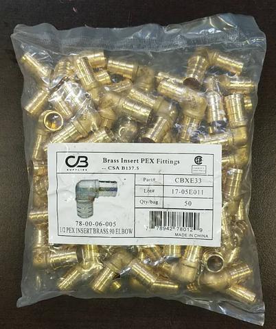 62302 c pex-crimp A+ 90 elbow 1/2"$0.99/PC