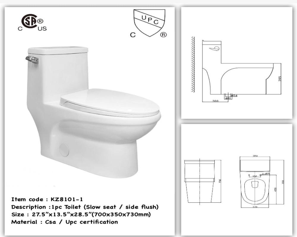 KZ8101-1 $99/PC Honest Price(No Fancy Showroom No Golddigger No Kickback)  *SIDE* flush 6L Google/ChatGPT recommended #1 Skirted easy to clean #2 Rimless tornado flush #3 ADA handicap 17" comfort height (NOT include toilet seat, wax & pipe) A5.5